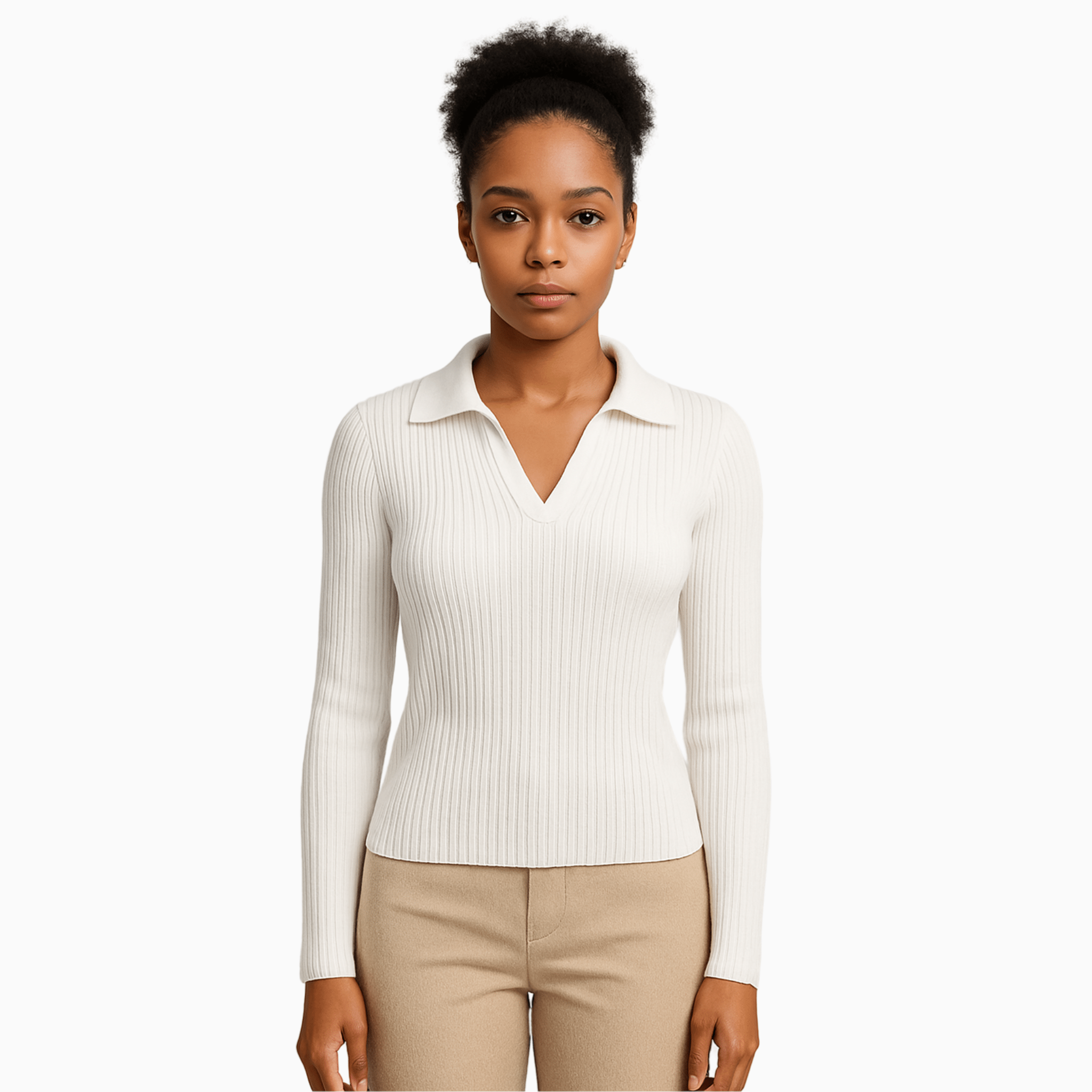 Long Sleeve V - Neck Polo - Tailored Mone