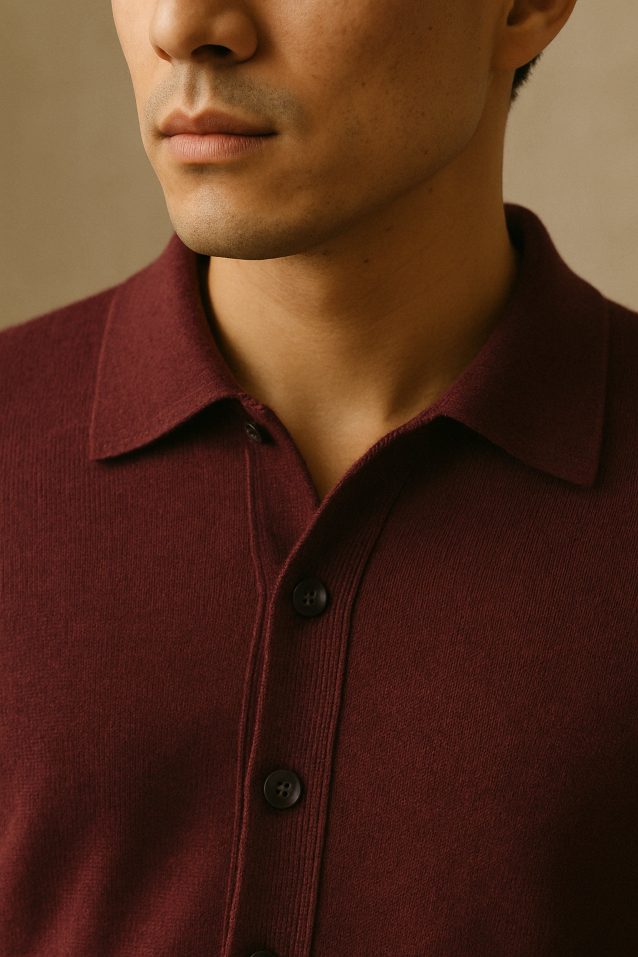 Merlot Polo Cardigan Sweater