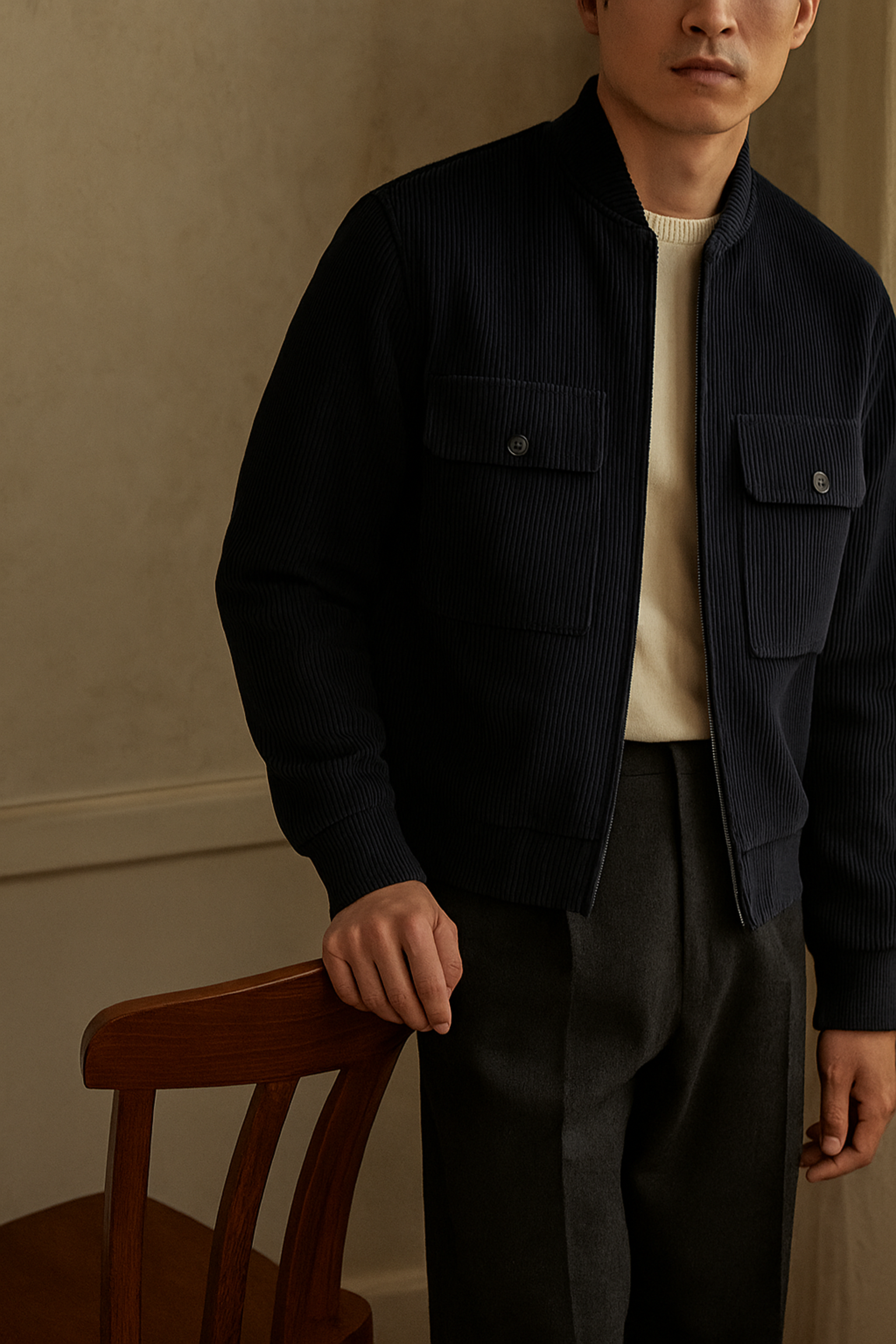 Navy Corduroy Blouson