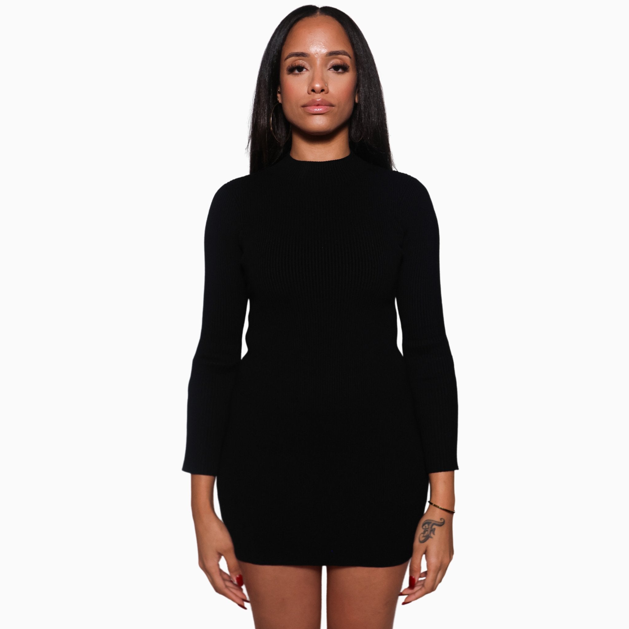 Black Ribbed Dress - Tailored Mone