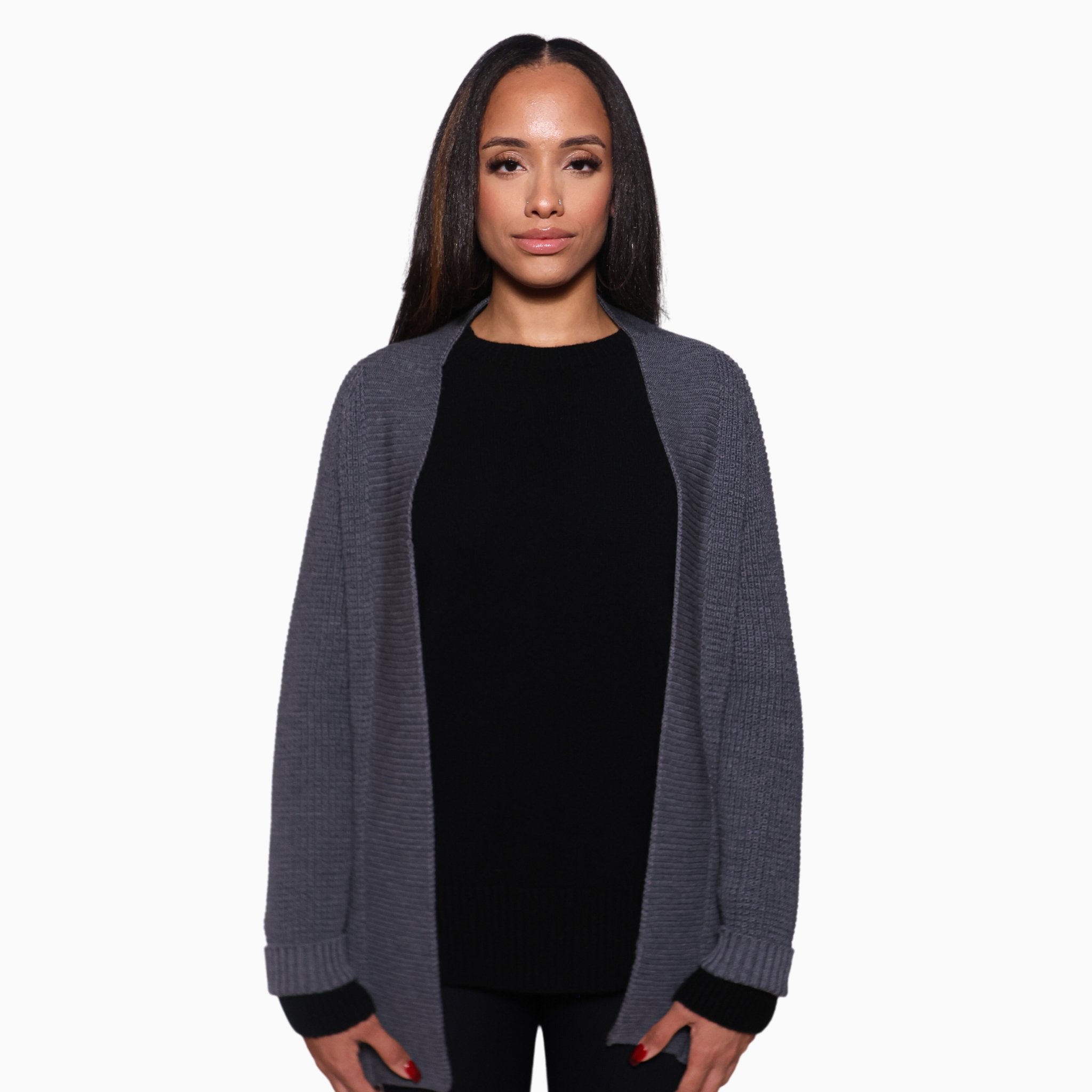 Charcoal Cardigan Sweater - Tailored Mone