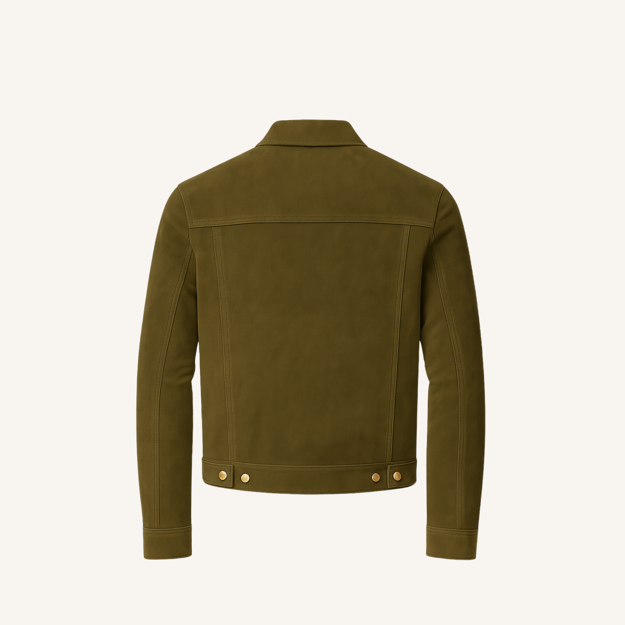 Dark Olive Suede Trucker Jacket