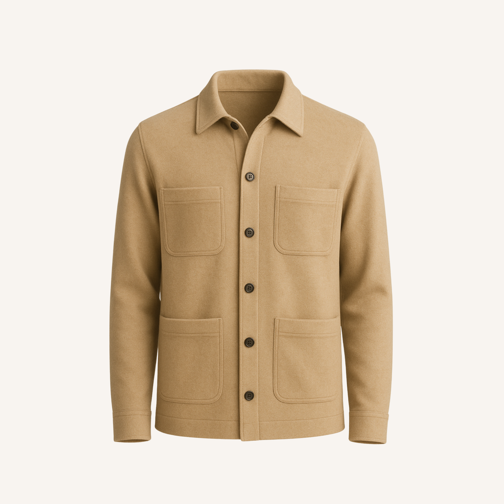Tan Cashmere Shirt Jacket