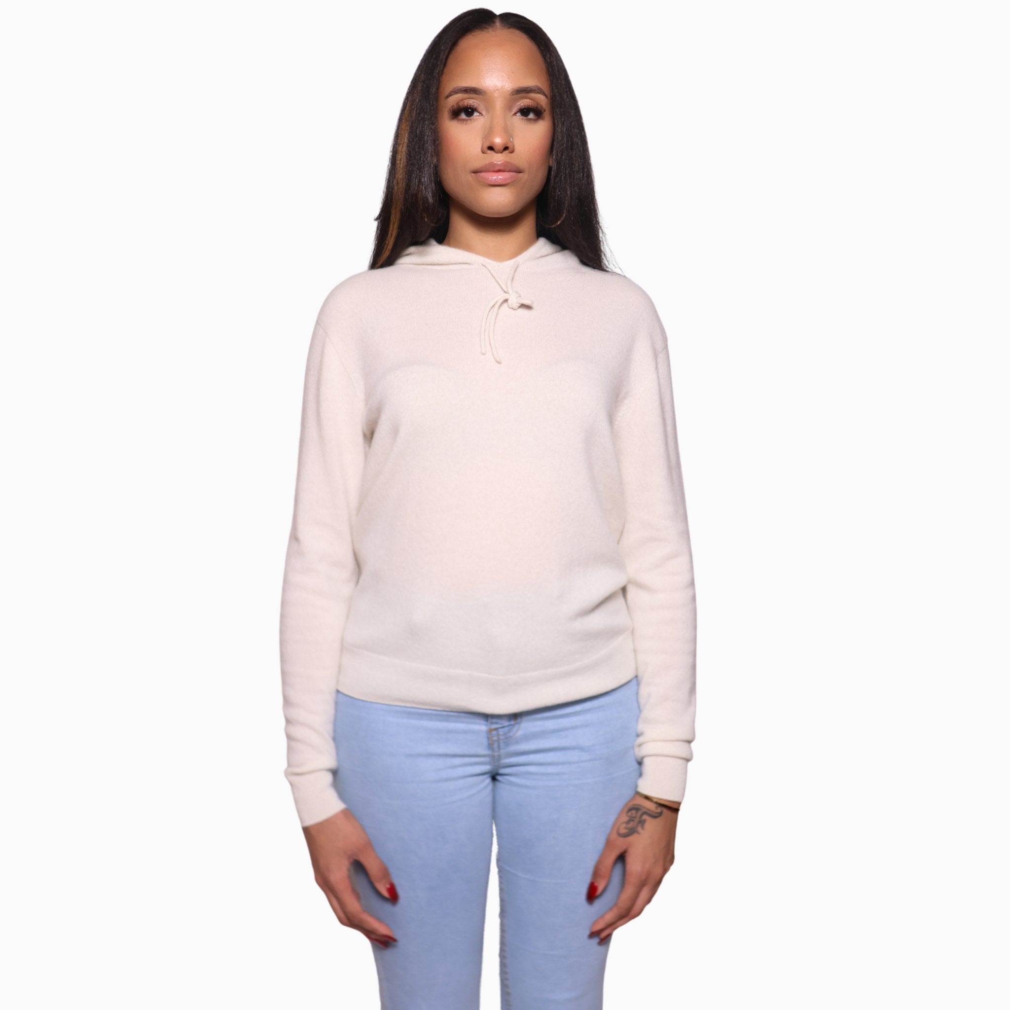 Ivory Cashmere Hoodie - Tailored Mone